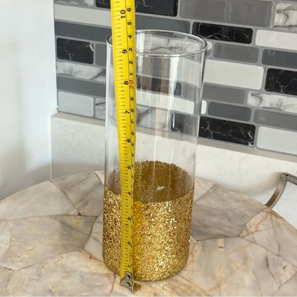Elegant Gold Glitter Vase Tall Candle Holder‎